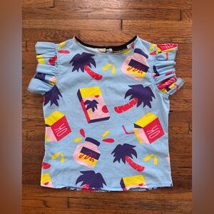 Nooworks Snacks Print Ruffle Top